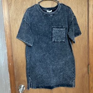 Black Acid Wash T-shirt Dress